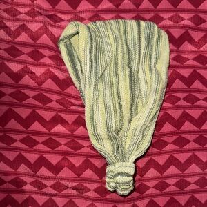 Striped Knit Beanie Hat in Yellow and Gray